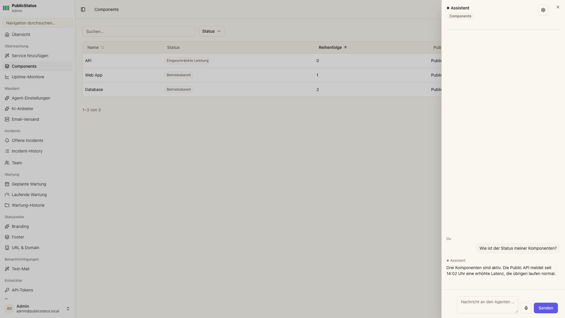 The agent layer open next to the app, with the current screen as context chip