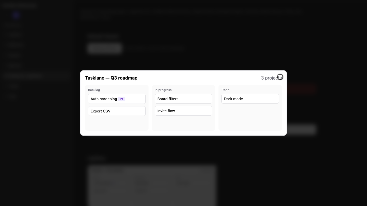React Lightbox open — blurred backdrop, enlarged image, close button