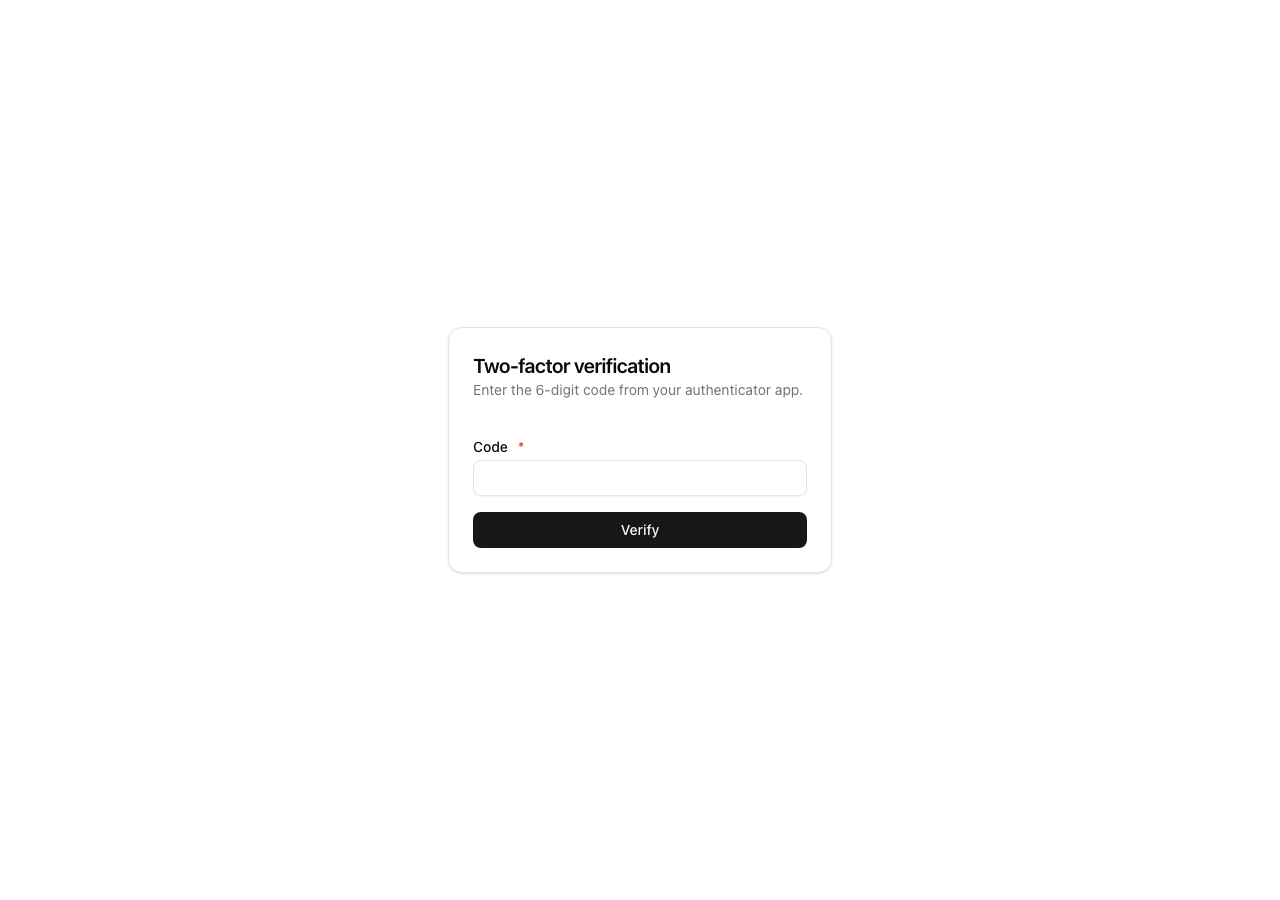 Two-factor login challenge — enter the code from your authenticator app
