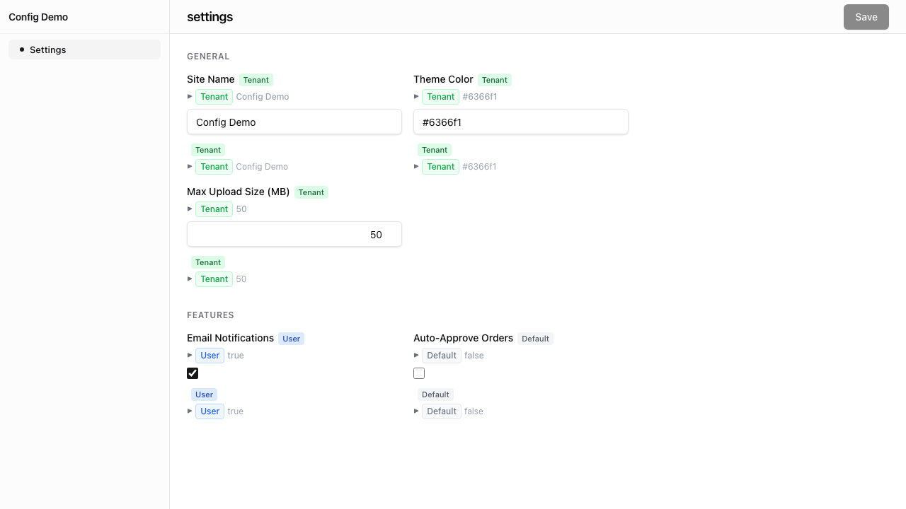config feature preview