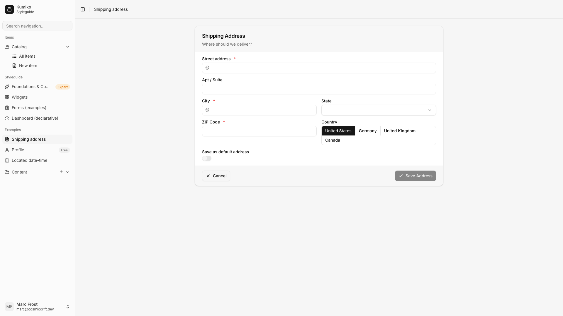 Styleguide — shipping