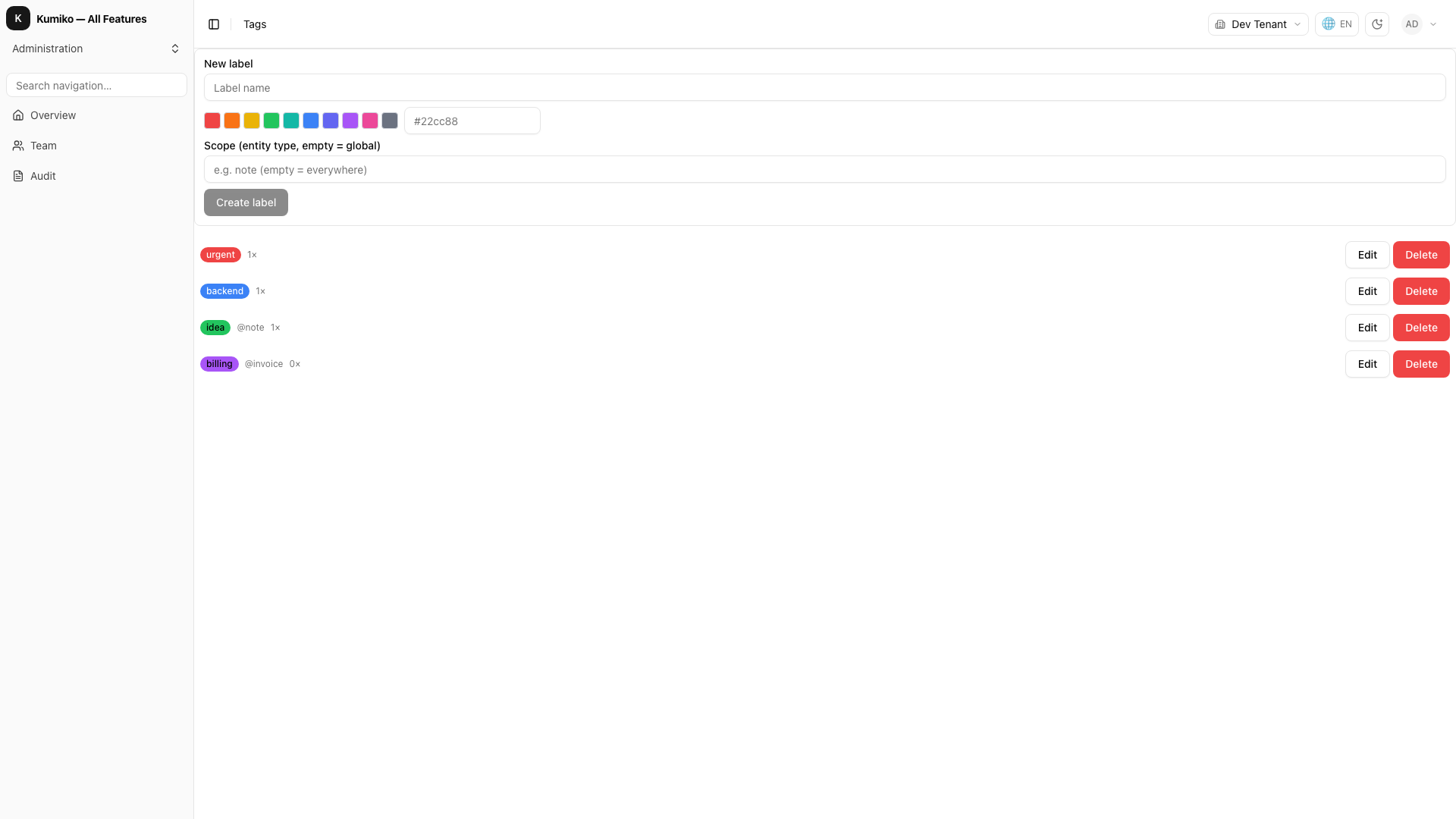 tags feature preview