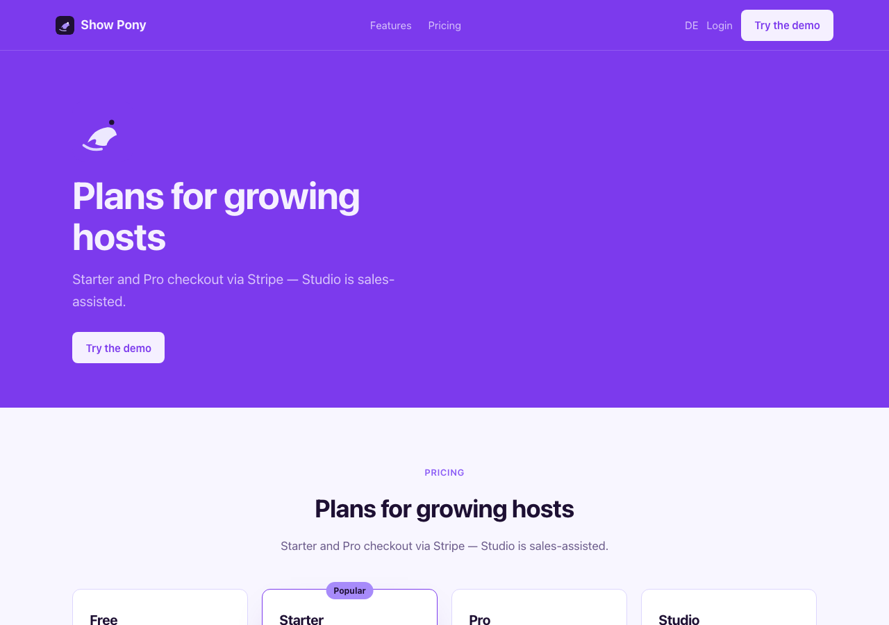 Pricing tiers preview (Stripe wired in P2)