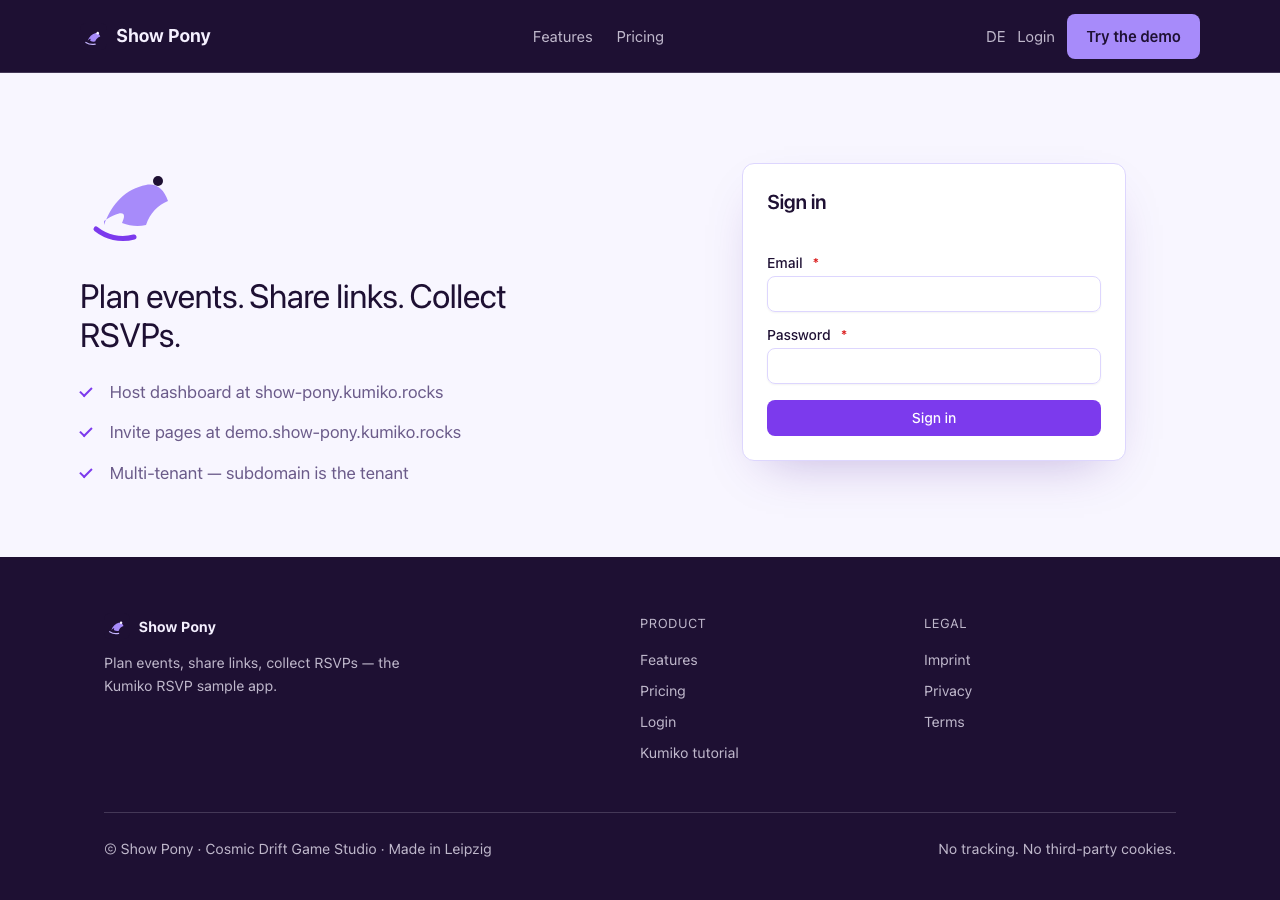 Email/password gate before the dashboard loads