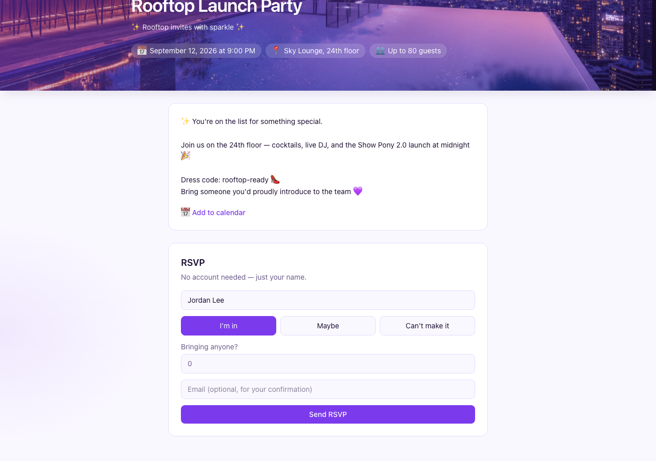 Guest filling the RSVP form